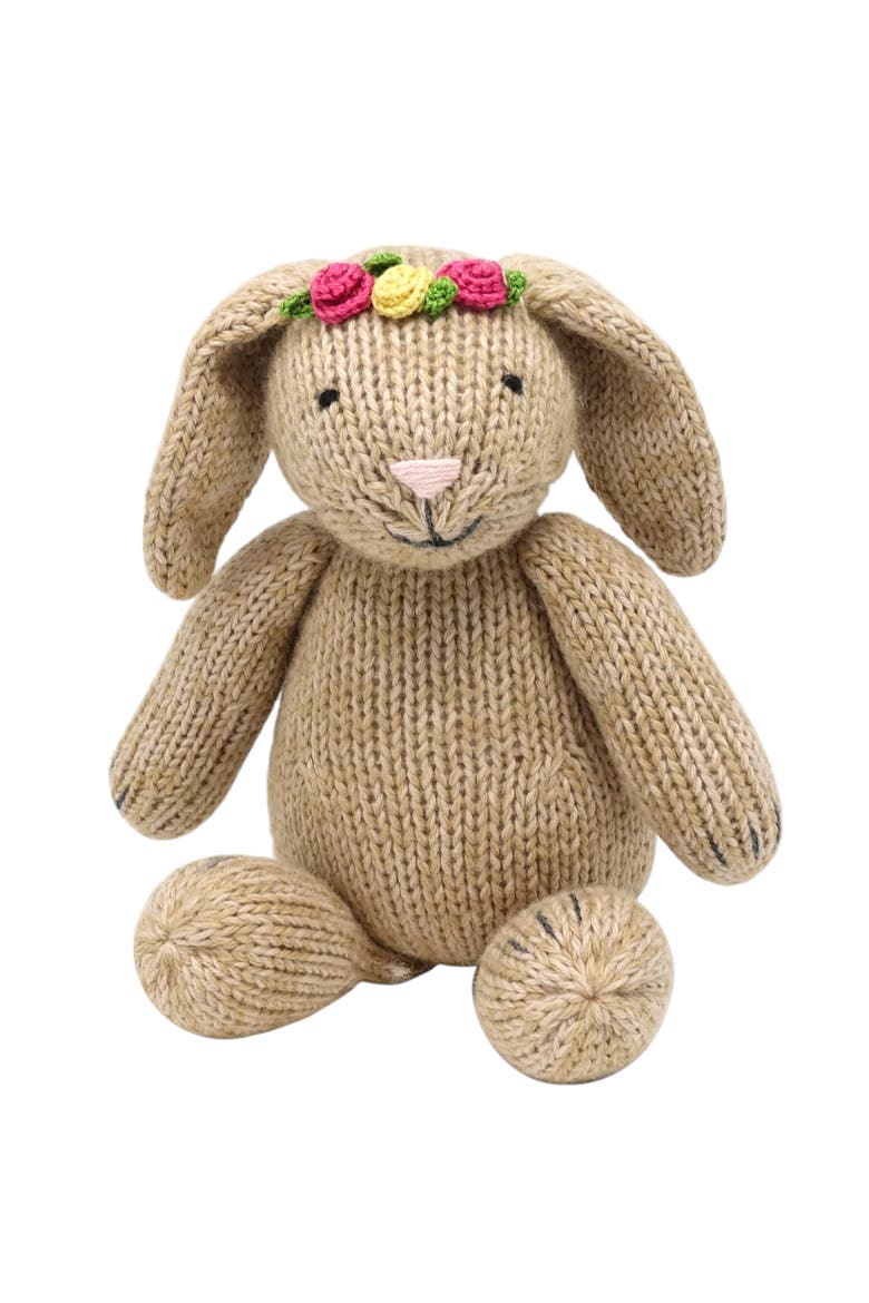 Bunny with Flowers, Main, color, Brown