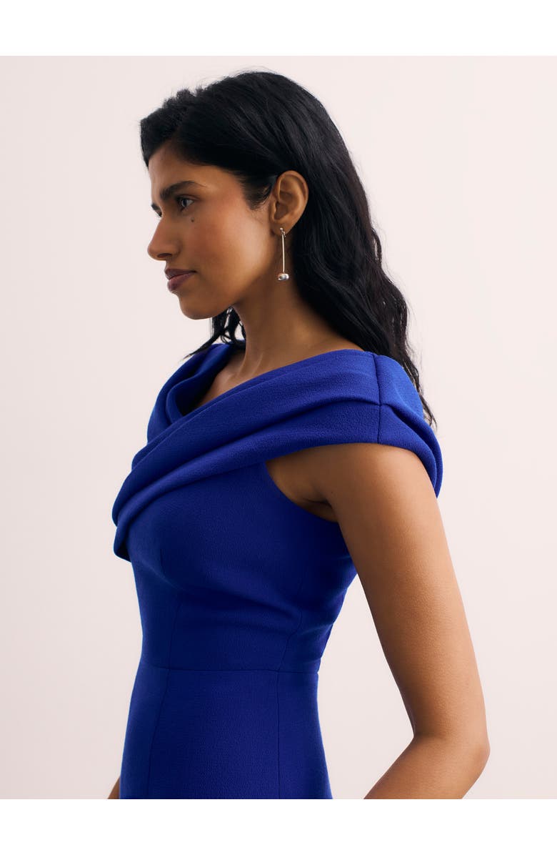 The Fold Bodycon Short Sleeve V-Neck Midi Dress, Alternate, color, Blue