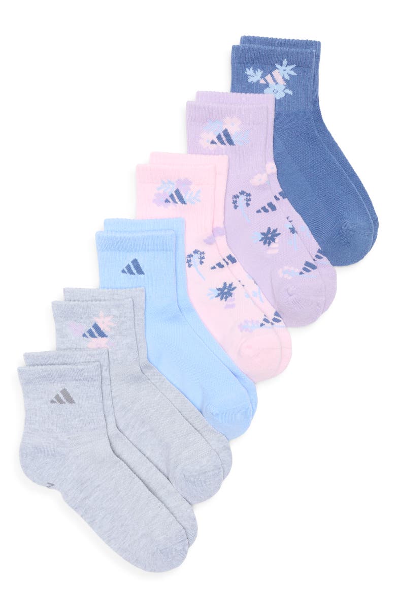 adidas Kids' 6-Pack Cushioned Quarter Socks, Main, color,