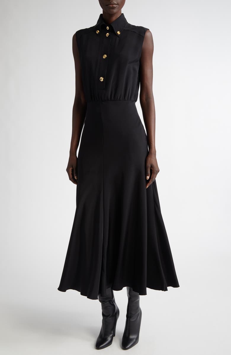 Brandon Maxwell Amara Silk Button-Down Shirtdress, Main, color,