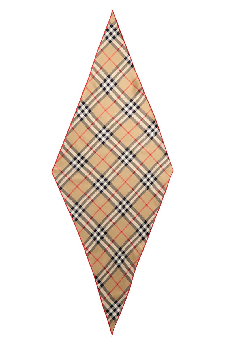 Burberry Medium Check Silk Scarf, Main, color, Sand