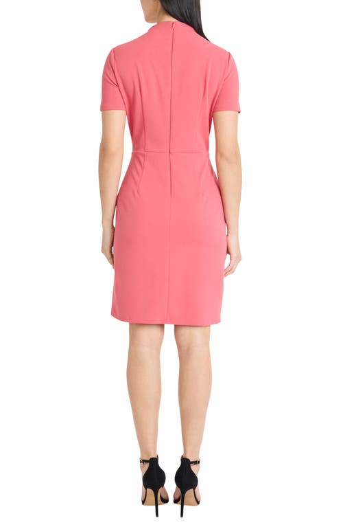 Maggy London Mock Neck Short Sleeve Sheath Dress In Pink