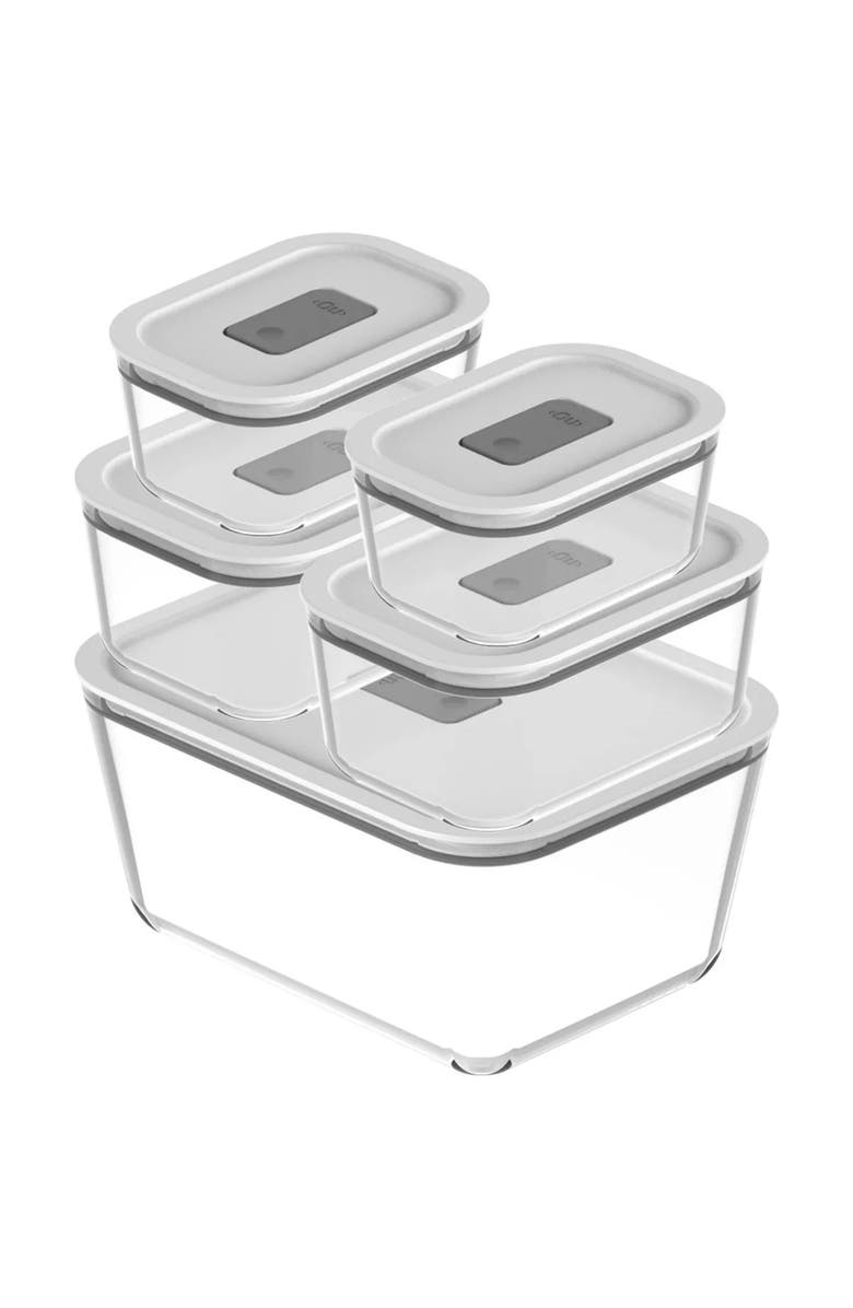 OU Stackable Airtight Glass Food Storage Container Set with Microwave Valve and Leak Proof Lid, 10 Piece, Main, color, 