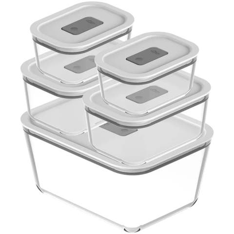 Stackable Airtight Glass Food Storage Container Set with Microwave Valve and Leak Proof Lid, 10 Piece