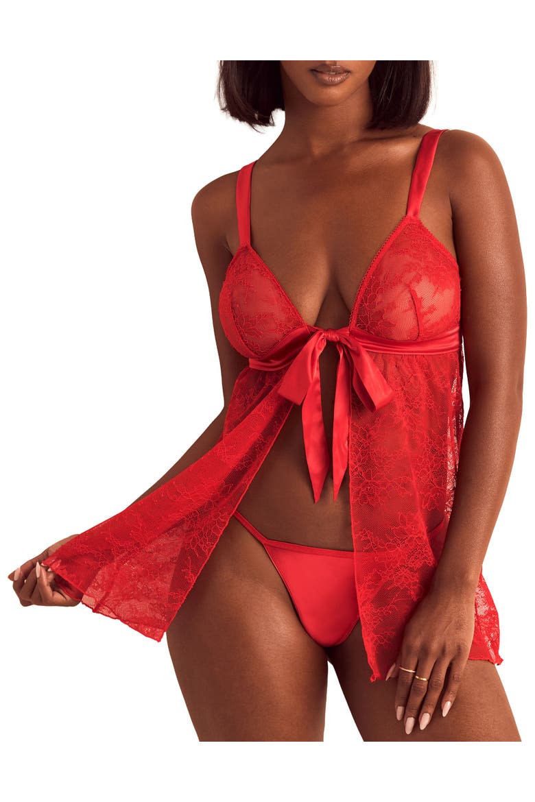 Hillary Babydoll Lingerie, Main, color, Dark red