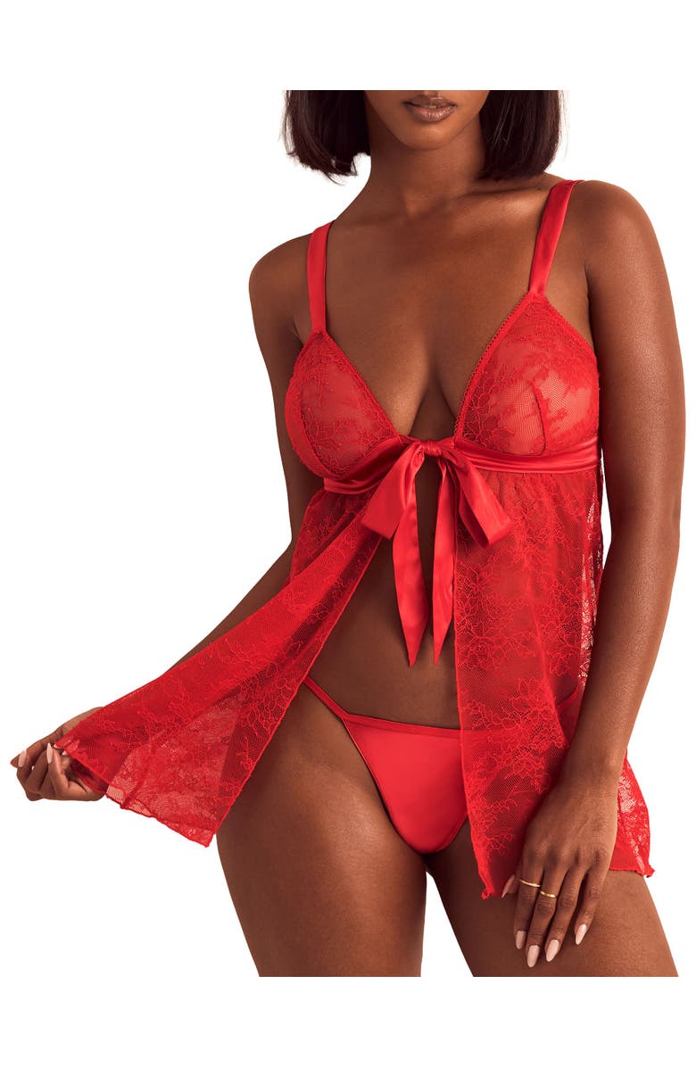 Adore Me Hillary Babydoll Lingerie, Main, color, Dark Red