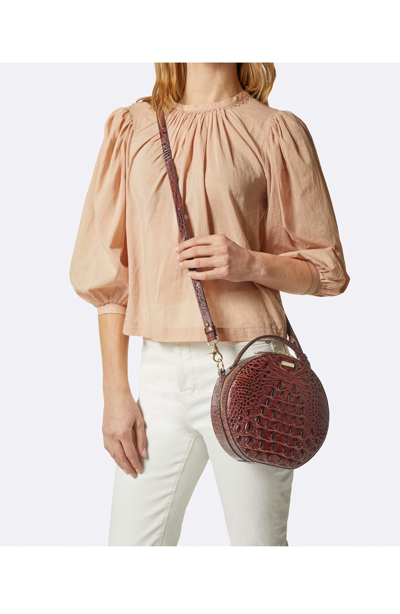 Brahmin Lane Croc Embossed Leather Crossbody Bag, Alternate, color, 