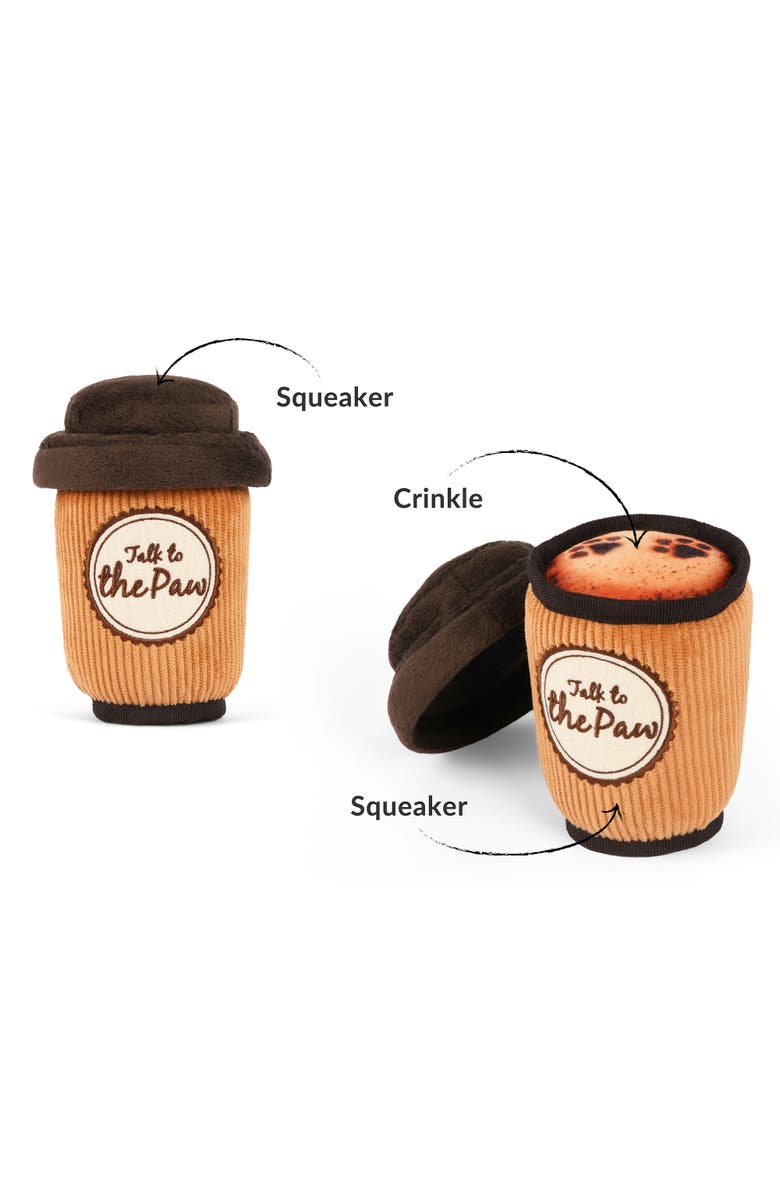 P.L.A.Y. Pup Cup Cafe Collection, Doggo's Java Plush Toy Coffee Lid & Squeaker, Alternate, color, Orange