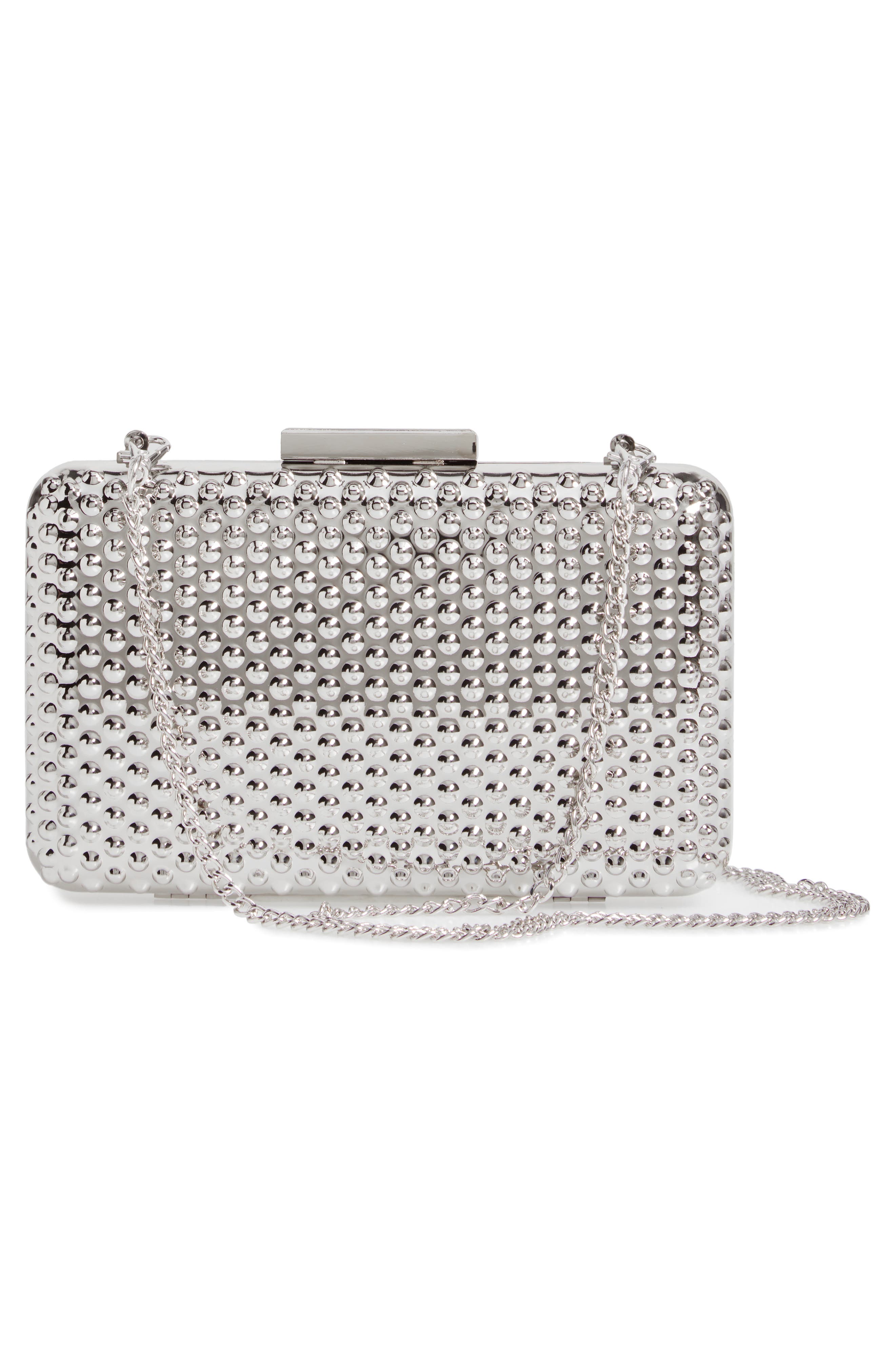 Dot Metal Minaudière, Alternate, color, SILVER