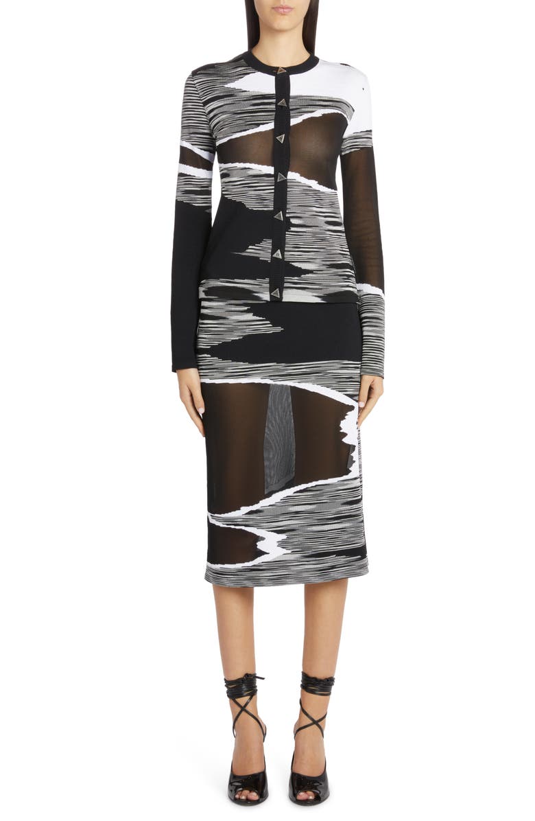 Missoni Space Dye Intarsia Wave Cotton Cardigan, Alternate, color,