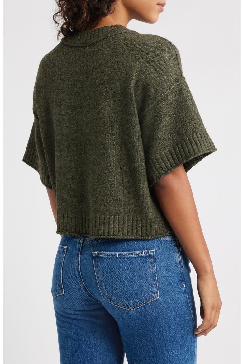 Broome Crop Short Sleeve Sweater, Alternate, color, OLIVE