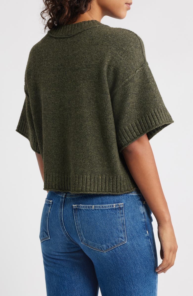 CITY BLUES Broome Crop Short Sleeve Sweater, Alternate, color, Olive