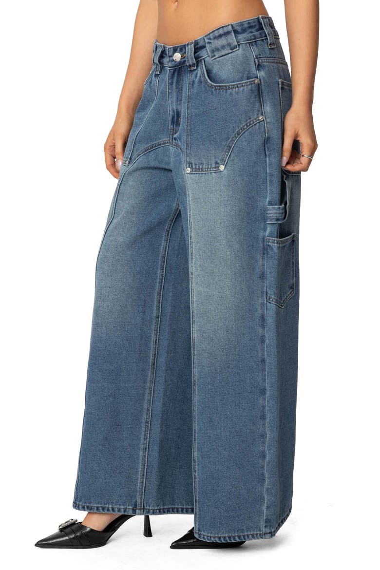 Tal Baggy Low Rise Carpenter Jeans, Alternate, color, BLUE-WASHED