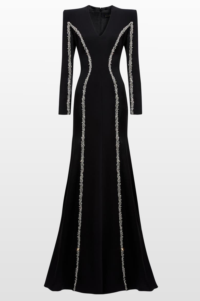 Ghost Orchid Embellished Long-Sleeve Maxi Dress, Alternate, color, Liquorice