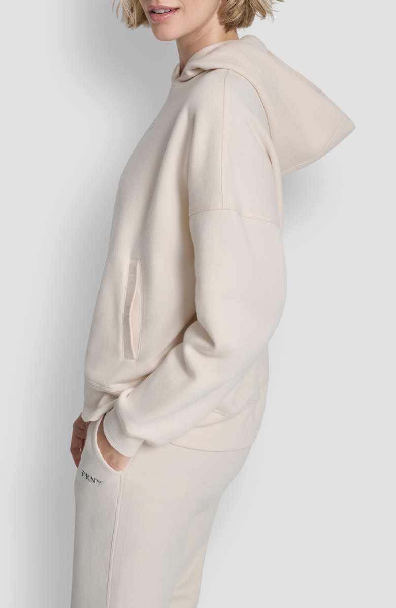 DKNY Metallic Bubble Logo Pullover Hoodie, Alternate, color, Eggnog