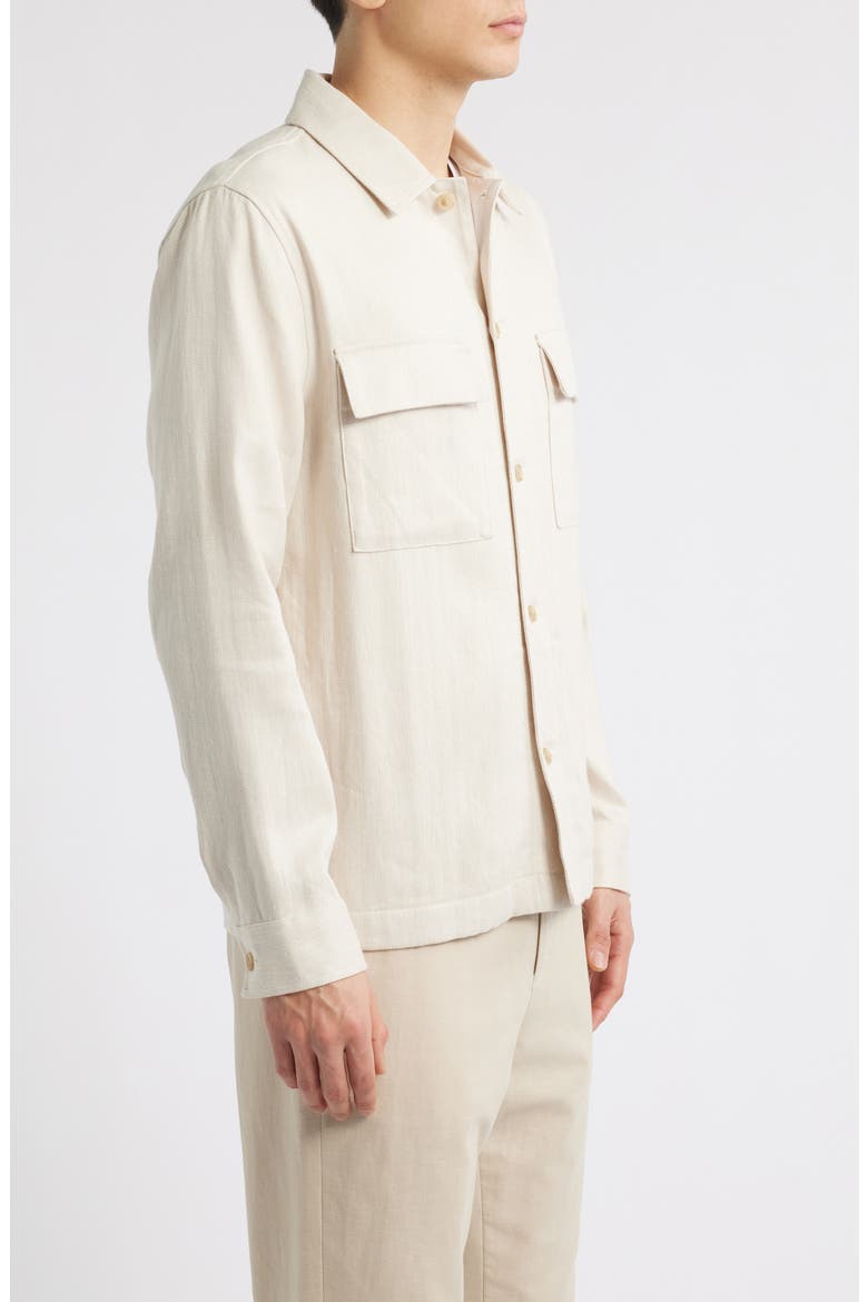 Linen & Cotton Button-Up Shirt Jacket, Alternate, color, NATURAL