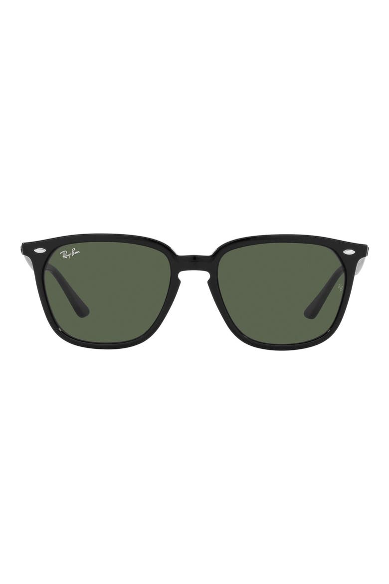 55mm Round Sunglasses, Main, color, BLACK/ DARK GREEN