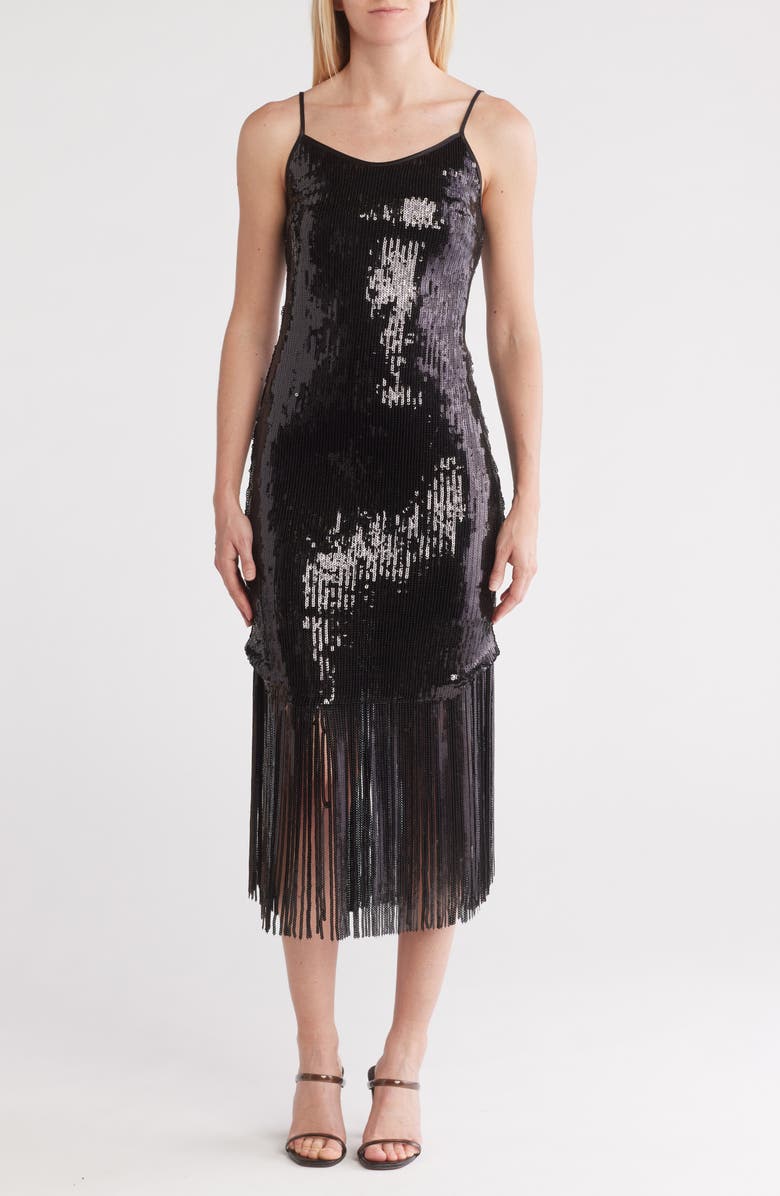 Nanette Lepore Deco Fringe Sequin Dress, Main, color,