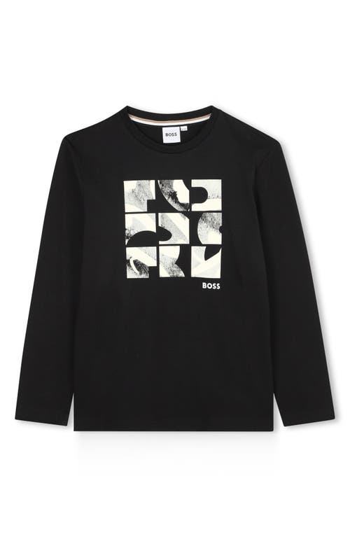 BOSS Kidswear Kids' Long Sleeve Cotton Graphic T-Shirt in Black  product