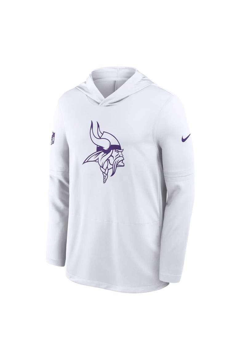 Men's Nike White Minnesota Vikings Sideline Option Read Dri-FIT Long Sleeve Hoodie T-Shirt, Alternate, color, White