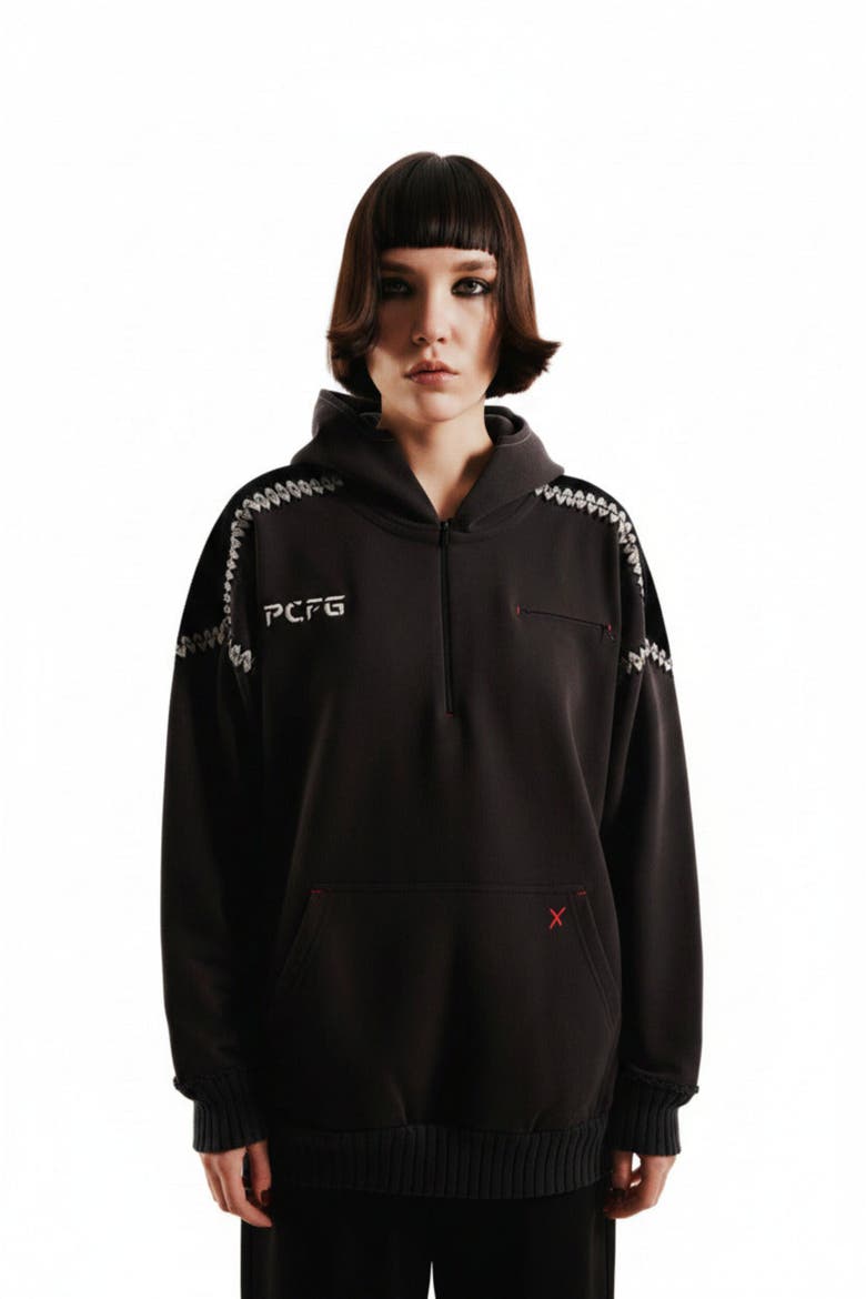 Cotton Zipper Hoodie, Alternate, color, Black