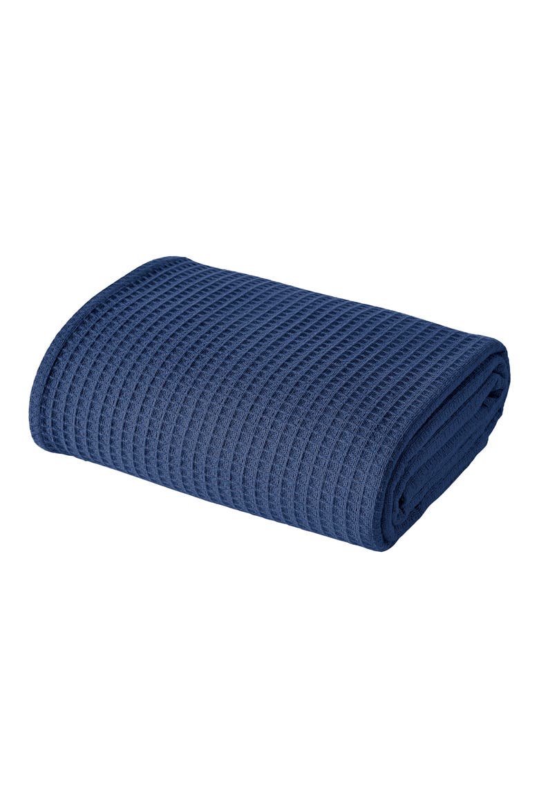 Cotton Waffle Blanket, Main, color, NAVY