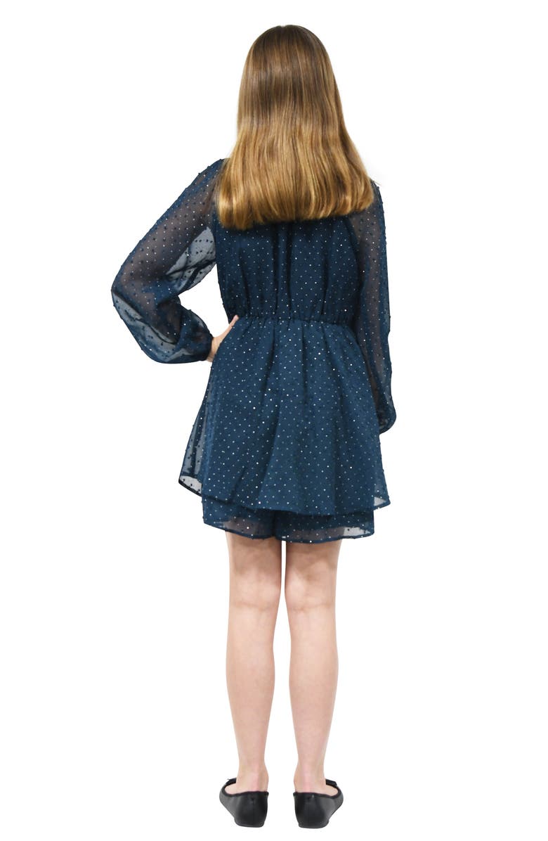 Zunie Kids' Metallic Long Sleeve Clip Dot Chiffon Party Dress, Alternate, color,