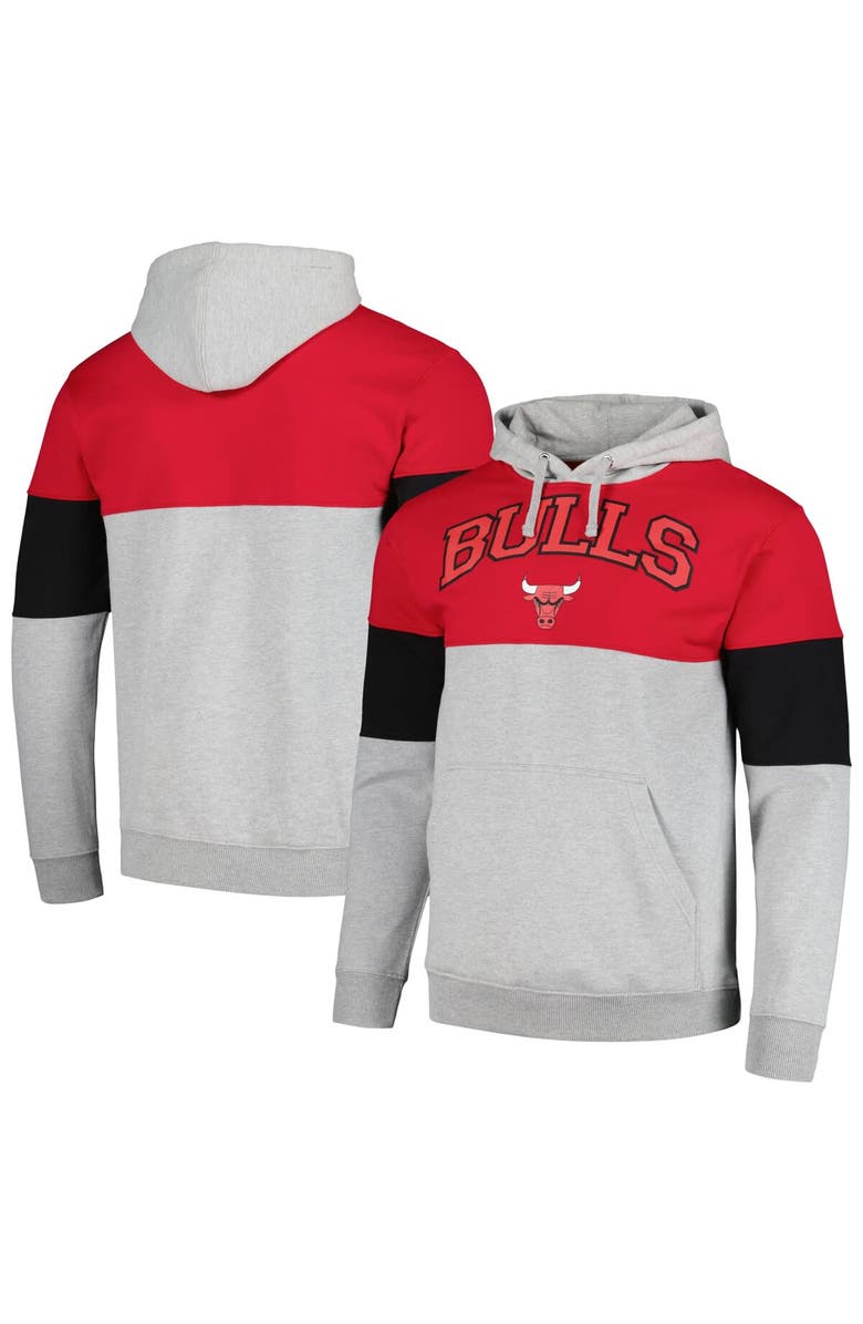 FANATICS Men's Fanatics Branded Red Chicago Bulls Contrast Pieced Pullover Hoodie, Main, color, Red