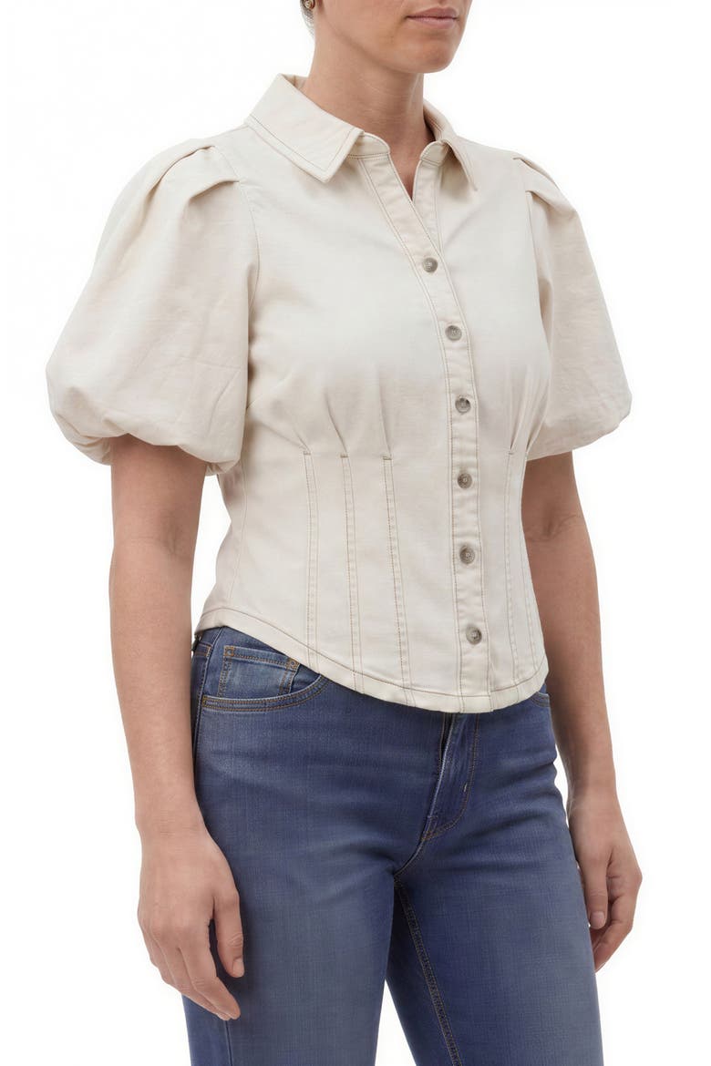 Puff Sleeve Corset Shirt, Alternate, color, CREAMY ECRU