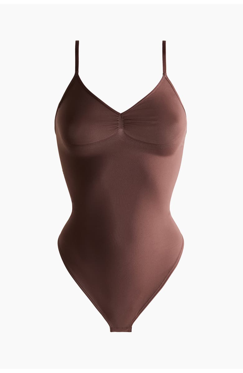 H&M Firm Shape Sculpting Thong Body, Alternate, color, Brown