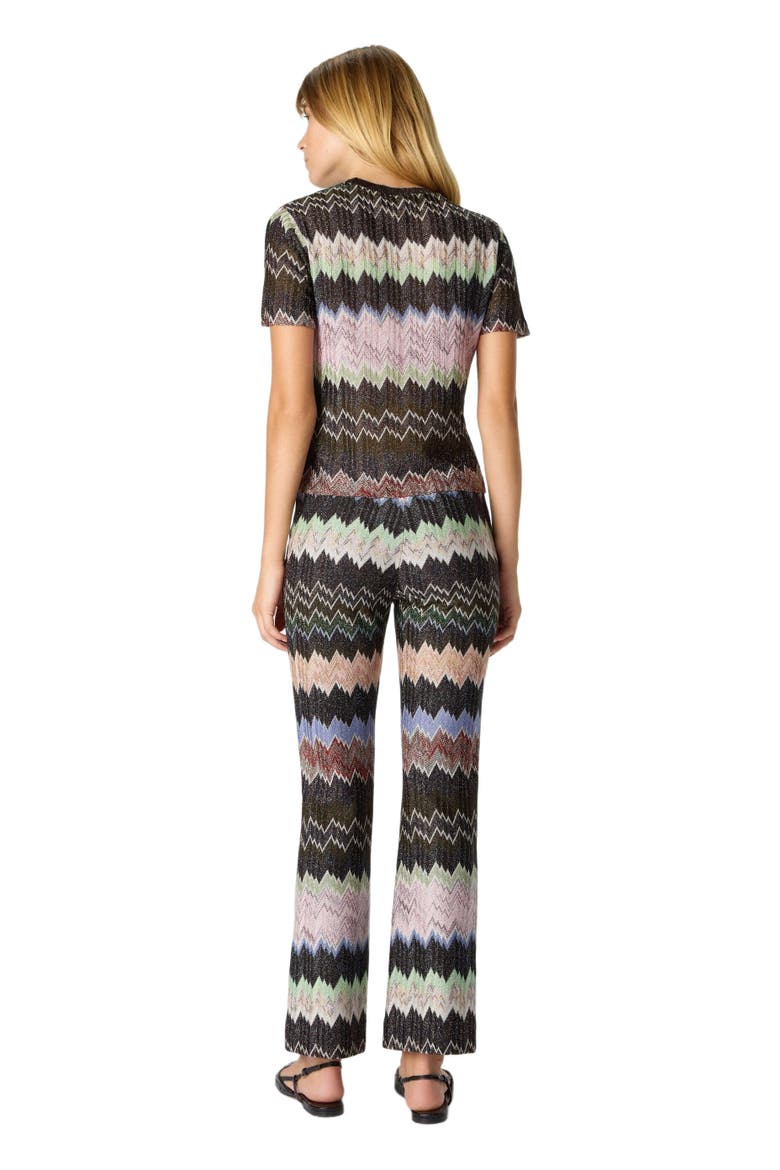 Cropped Trousers In Viscose Lamé Snake Motif, Alternate, color, Multicoloured
