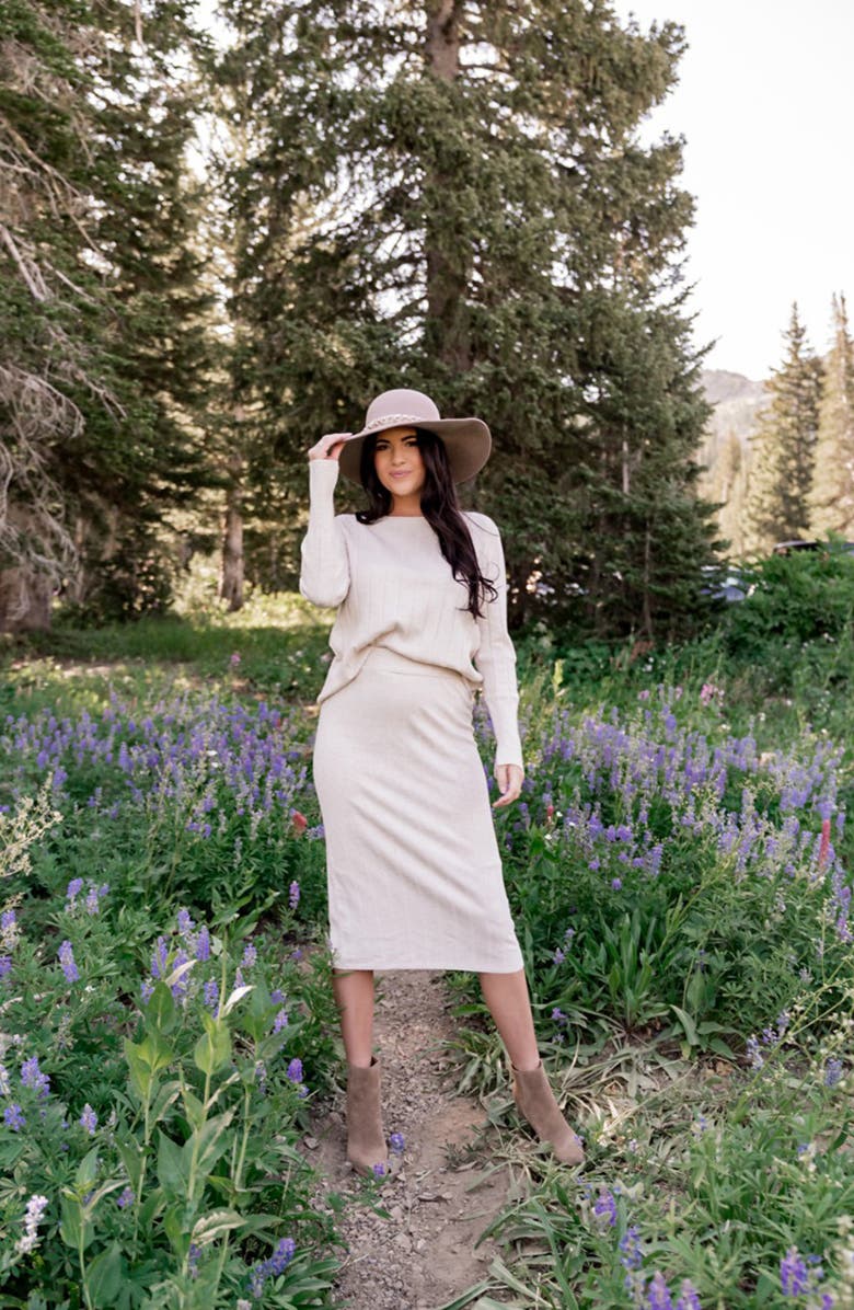 Rachel Parcell Easy Ribbed Midi Sweater Skirt, Alternate, color,