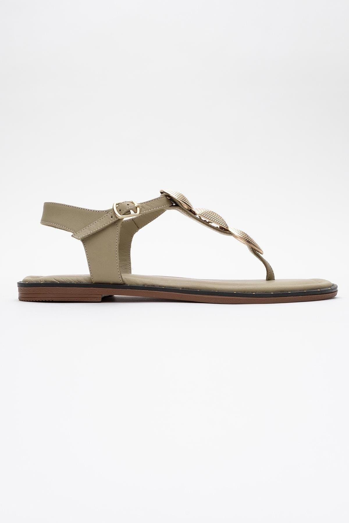 Giulia Leather Flat Sandal, Alternate, color, Green Leather