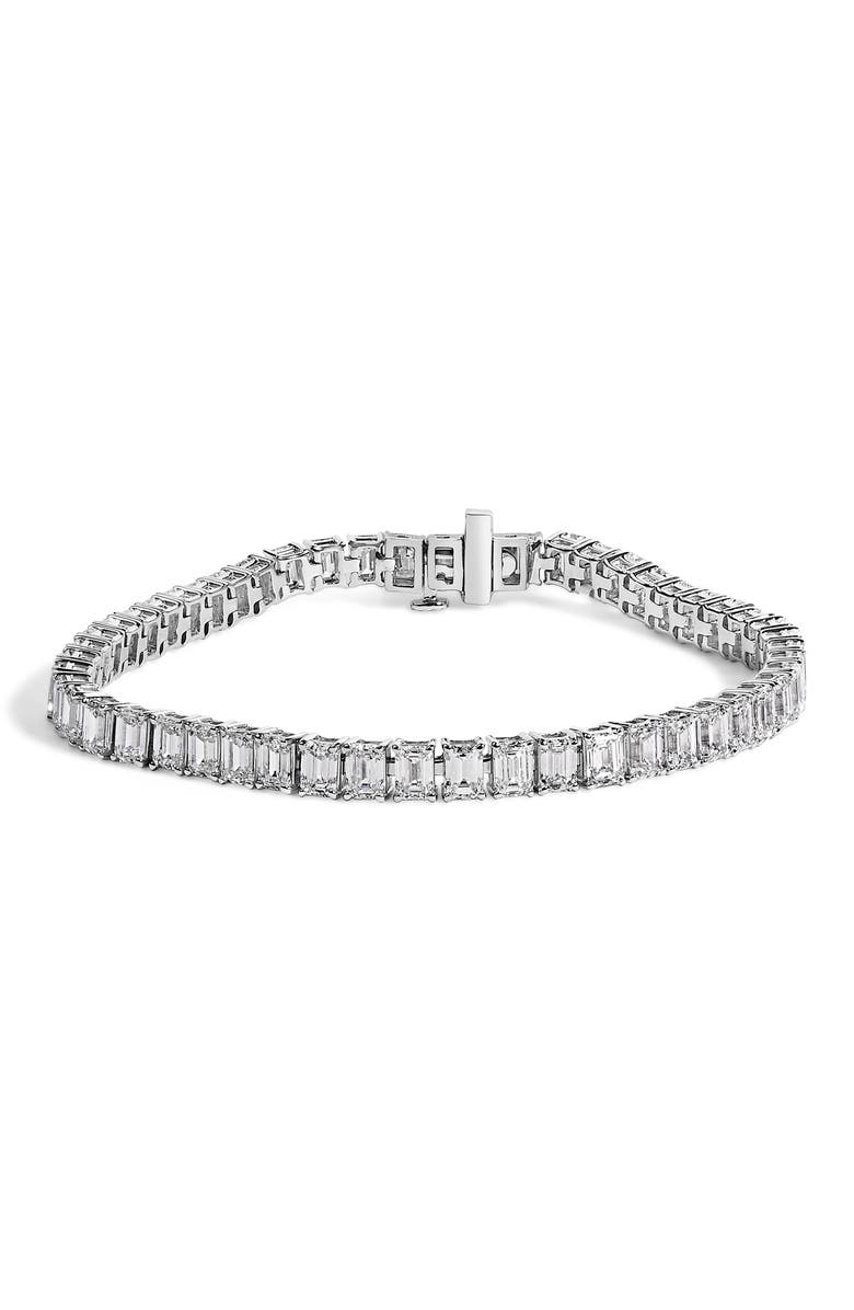 Haus of Brilliance IGI Certified 14K White Gold 10.0 Cttw Emerald Cut Lab Grown Diamond Tennis Bracelet, Main, color, White Gold