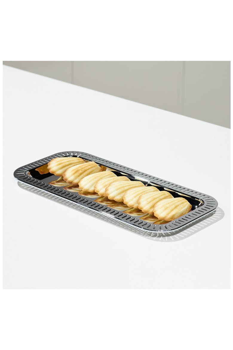 Striations Rectangular Serving Tray, Alternate, color, SILVER