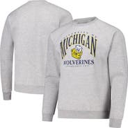 LEAGUE COLLEGIATE WEAR Men's League Collegiate Wear Heather Gray Michigan Wolverines Tall Arch Essential 2.0 Pullover Sweatshirt