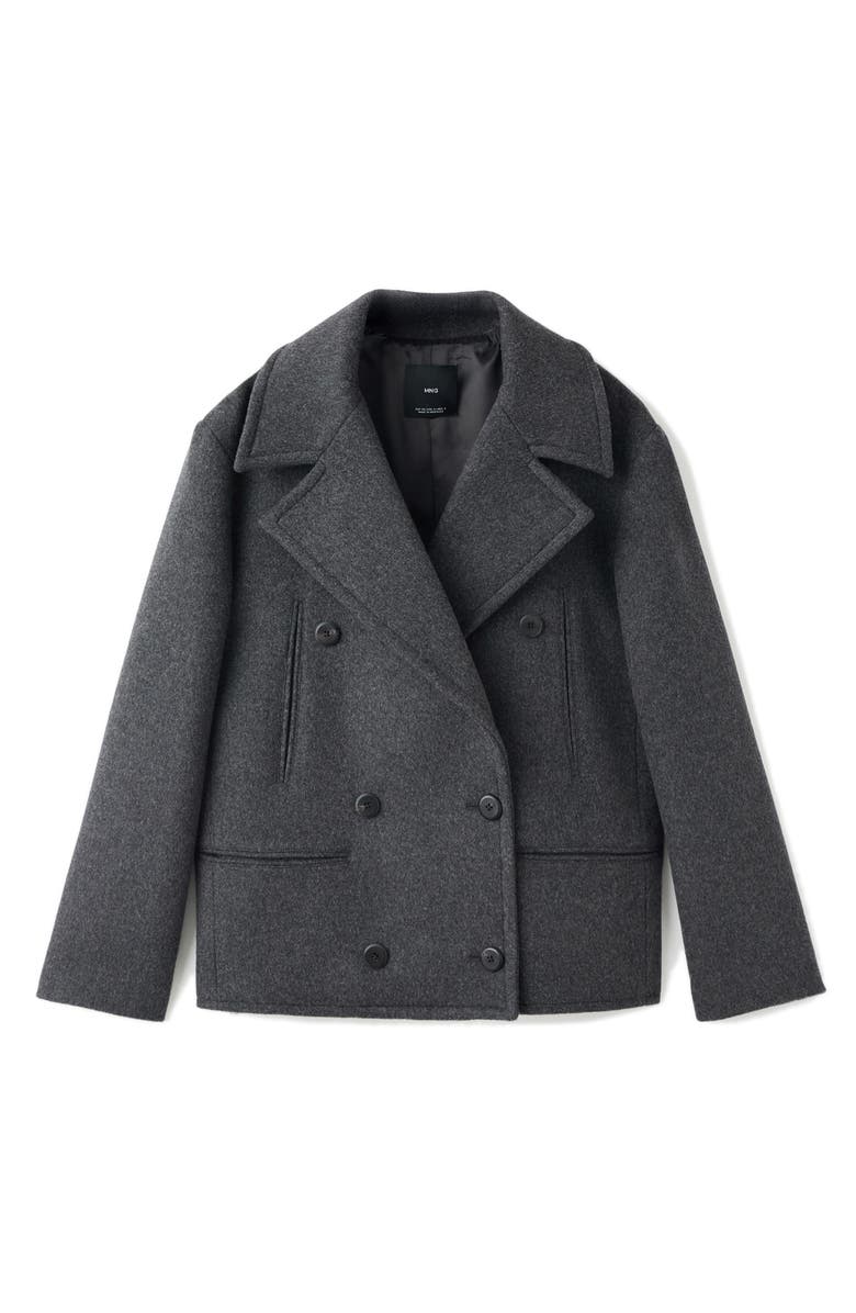 MANGO Selection Wool Blend Peacoat, Alternate, color, Gray