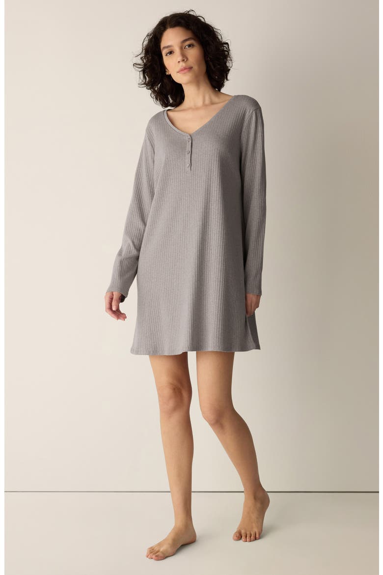 V-Neck Henley Nightgown, Alternate, color, TWINE