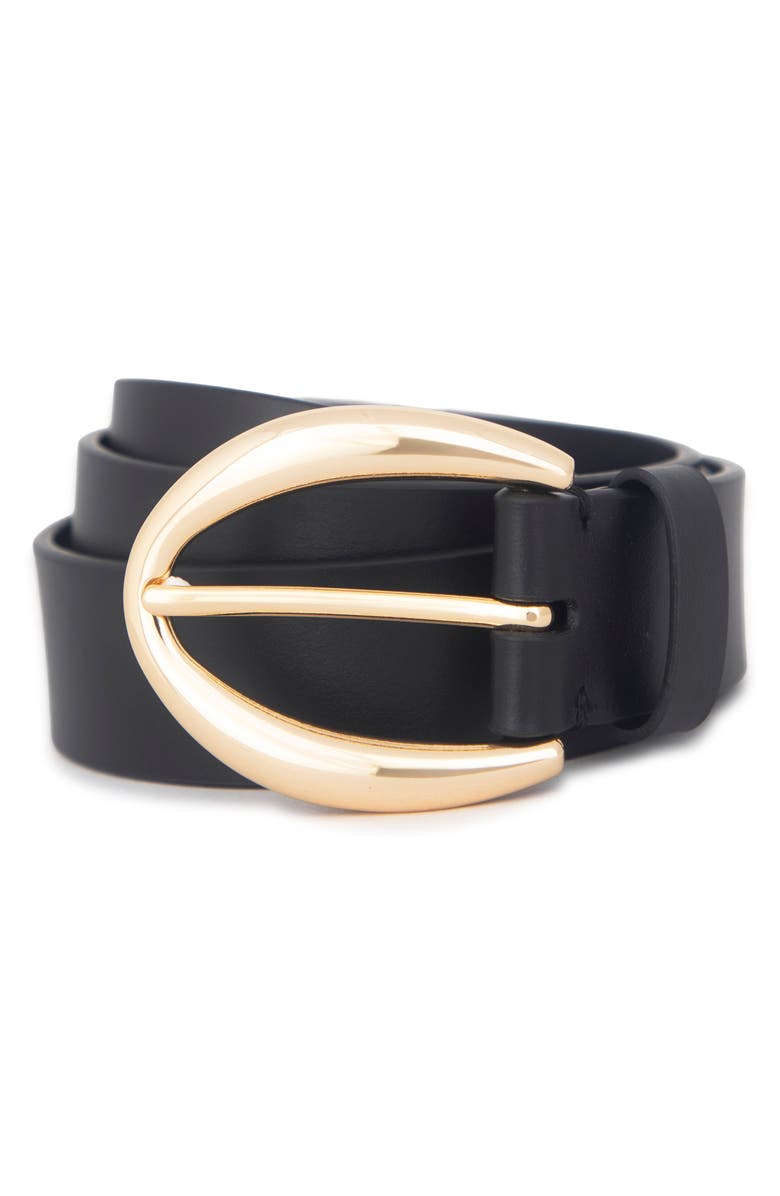 Vince Leather Belt, Alternate, color, Black / Polished Gold