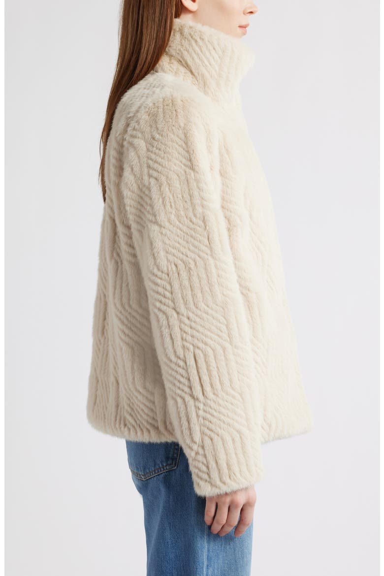 Square Pattern Faux Fur Coat, Alternate, color, OATMEAL