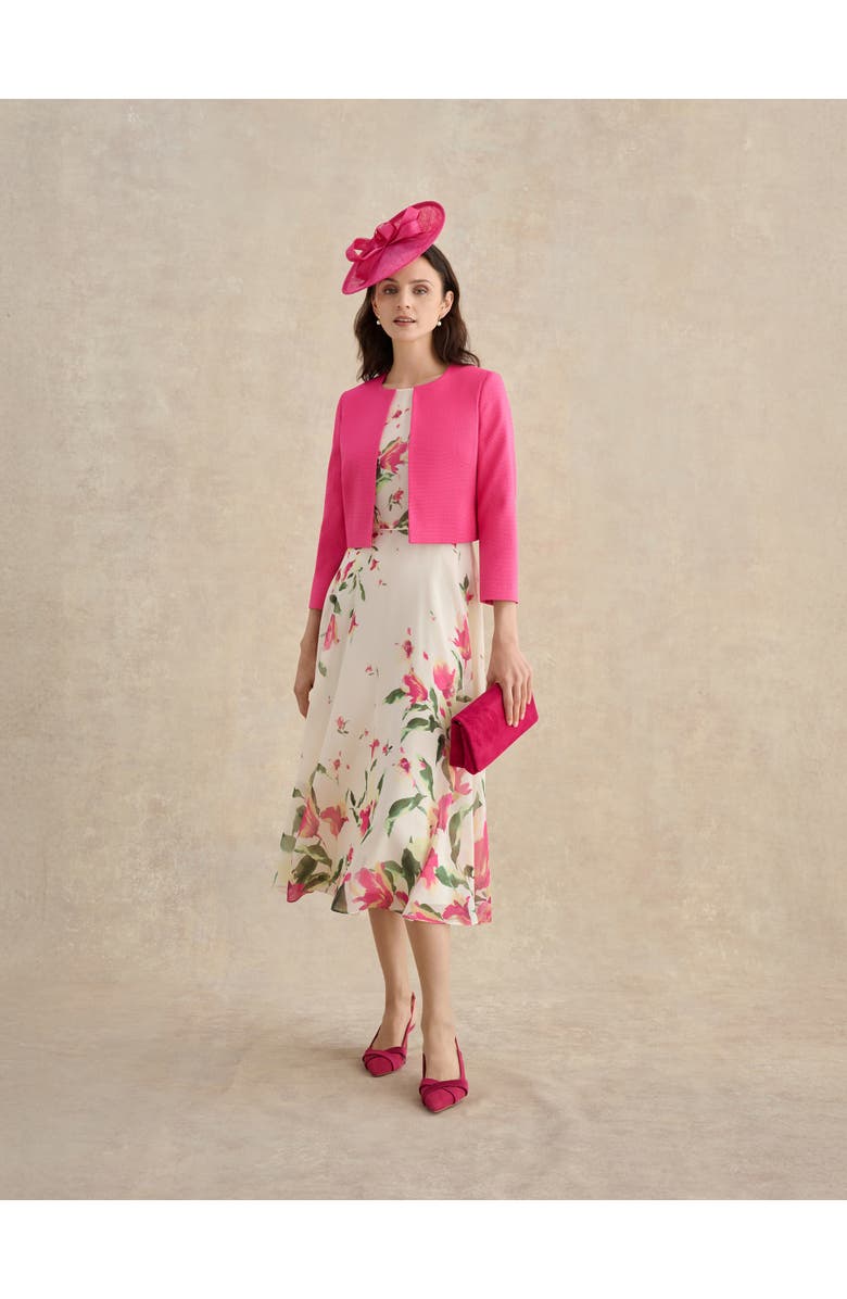 HOBBS LONDON Elize Crepe Jacket, Alternate, color, Bright Pink