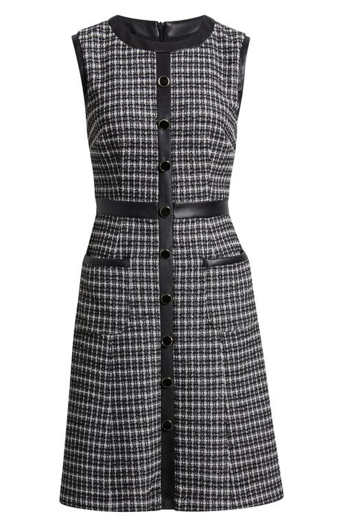 Eliza J Contrast Trim Sleeveless Tweed Dress