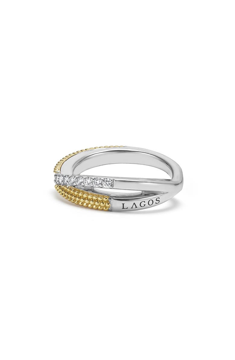 LAGOS Caviar Luxe Diamond X Band Ring, Alternate, color, Gold