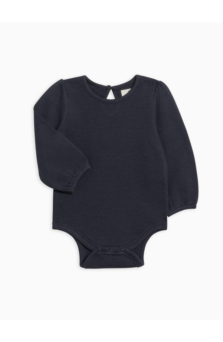 Kendi Jill Waffle Knit Long Sleeve Bodysuit, Alternate, color, Navy