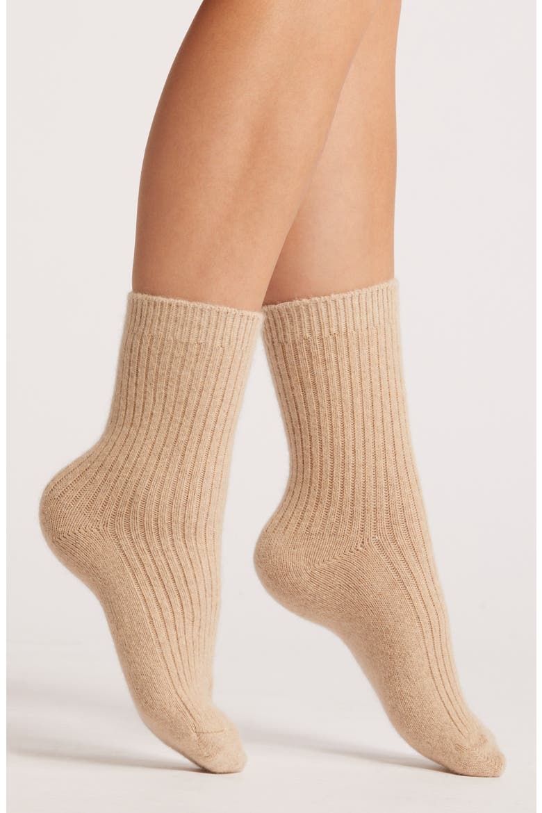 Cashmere Blend Cloud Socks, Main, color, LATTE