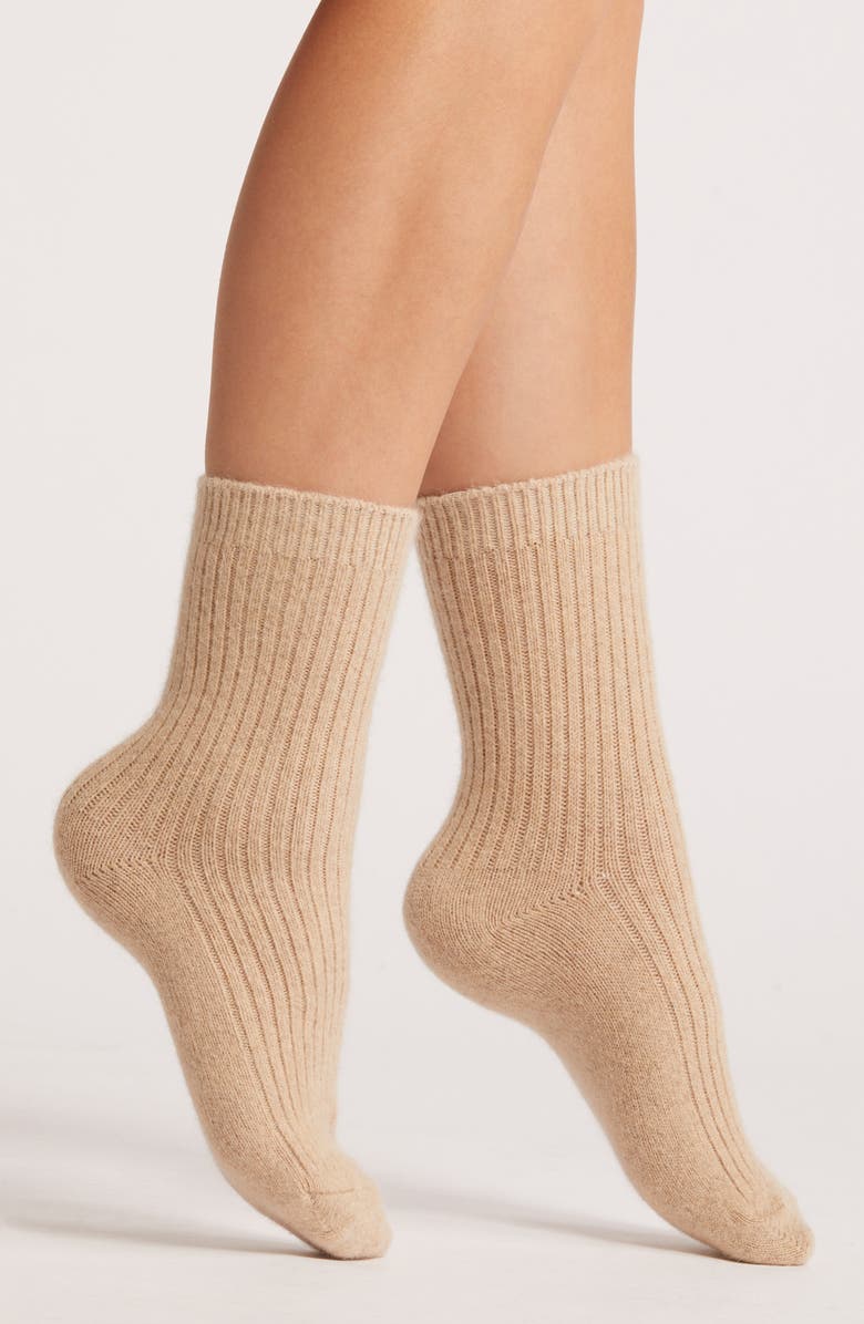 HIGH HEEL JUNGLE Cashmere Blend Cloud Socks, Main, color, Latte