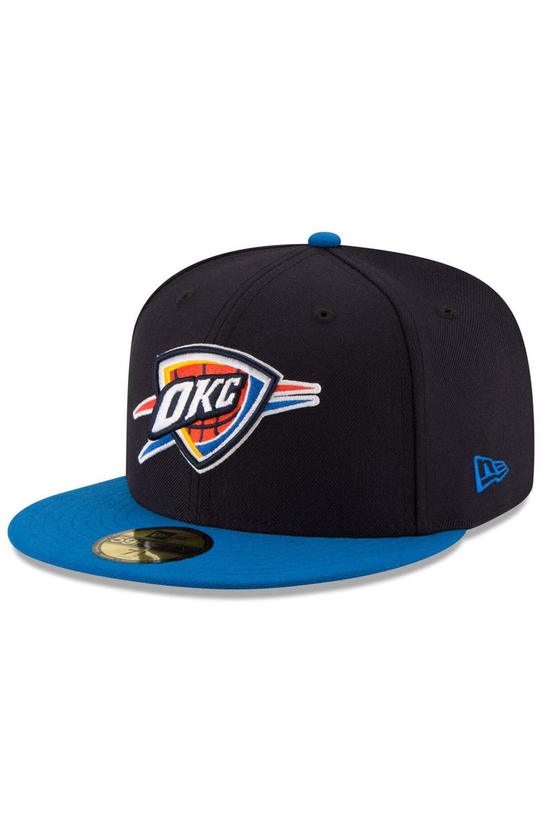 Men's New Era Black/Royal Oklahoma City Thunder Official Team Color 2Tone 59FIFTY Fitted Hat, Main, color, Navy