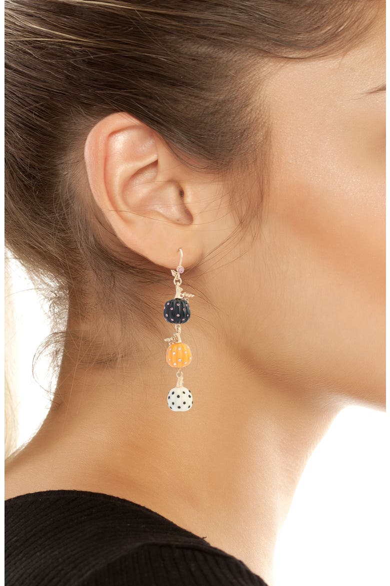 Pumpkin Linear Drop Earrings, Alternate, color, GOLD/ MULTI