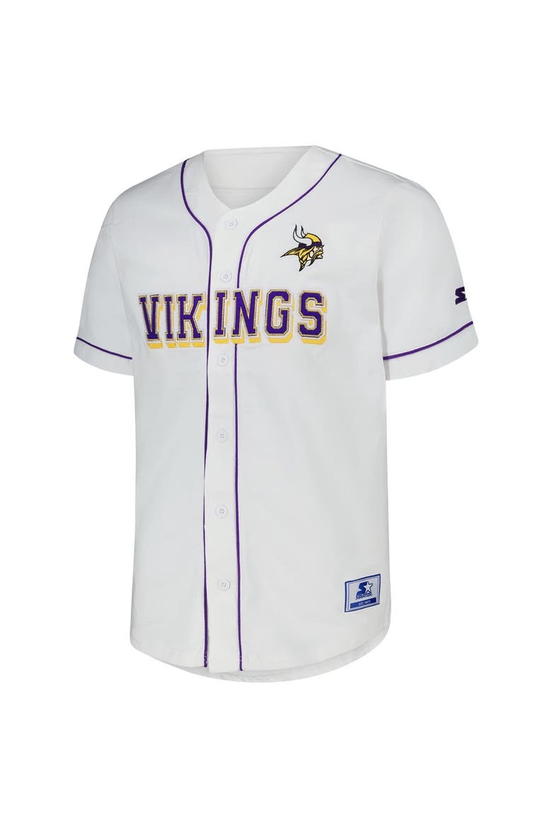 Men's Starter  White Minnesota Vikings Relay Full-Button Baseball Jersey, Alternate, color, White