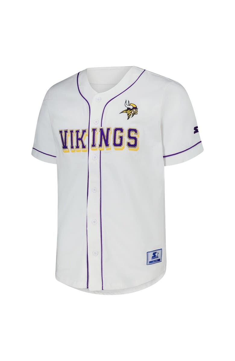 STARTER Men's Starter  White Minnesota Vikings Relay Full-Button Baseball Jersey, Alternate, color, White